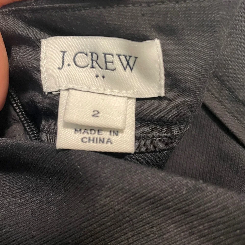 J. Crew Black Cotton Twill Tailored Pencil Skirt Size 2 Office‎ Professional